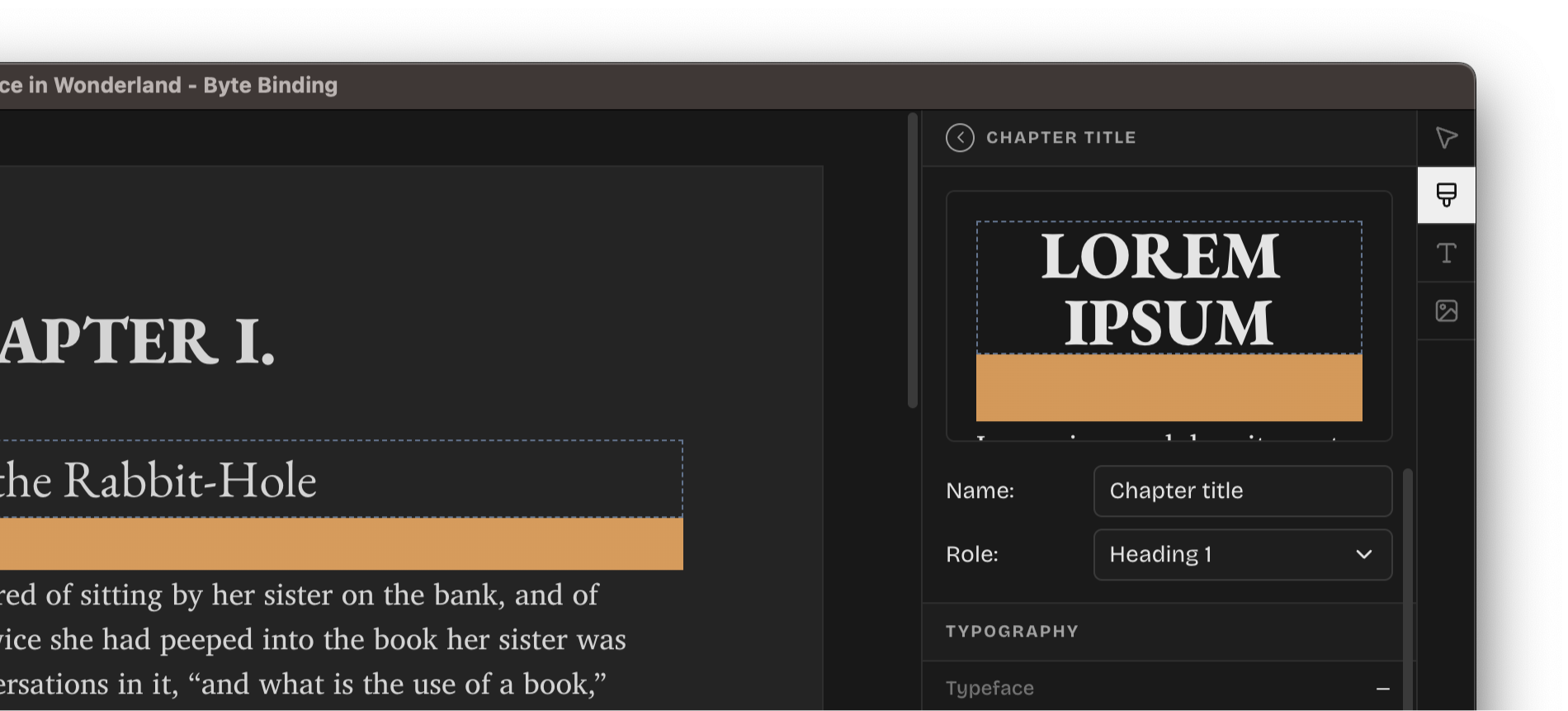A screenshot of a Heading 1 style being previewed while editing.